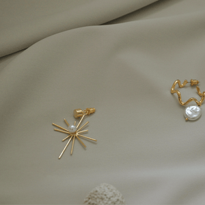 Asteroidea Starburst Ear Jackets with Pearl Centre