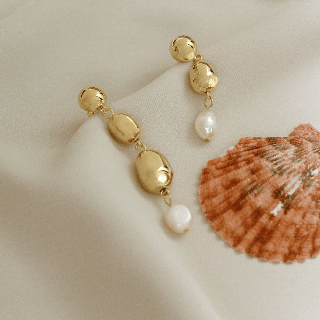 Muriel Asymmetrical Dangling Pearl Earrings