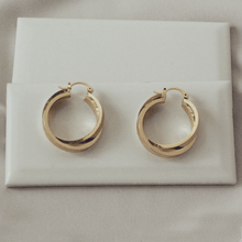 Load image into Gallery viewer, Litt Double Gold Flat Hoops
