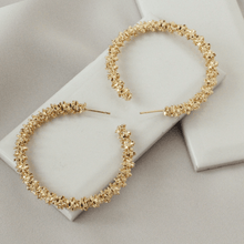 Load image into Gallery viewer, Aurora Textured Gold Hoop Studs
