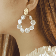 Load image into Gallery viewer, Klara Hammered Gold Studs with Coin Pearl Hoop
