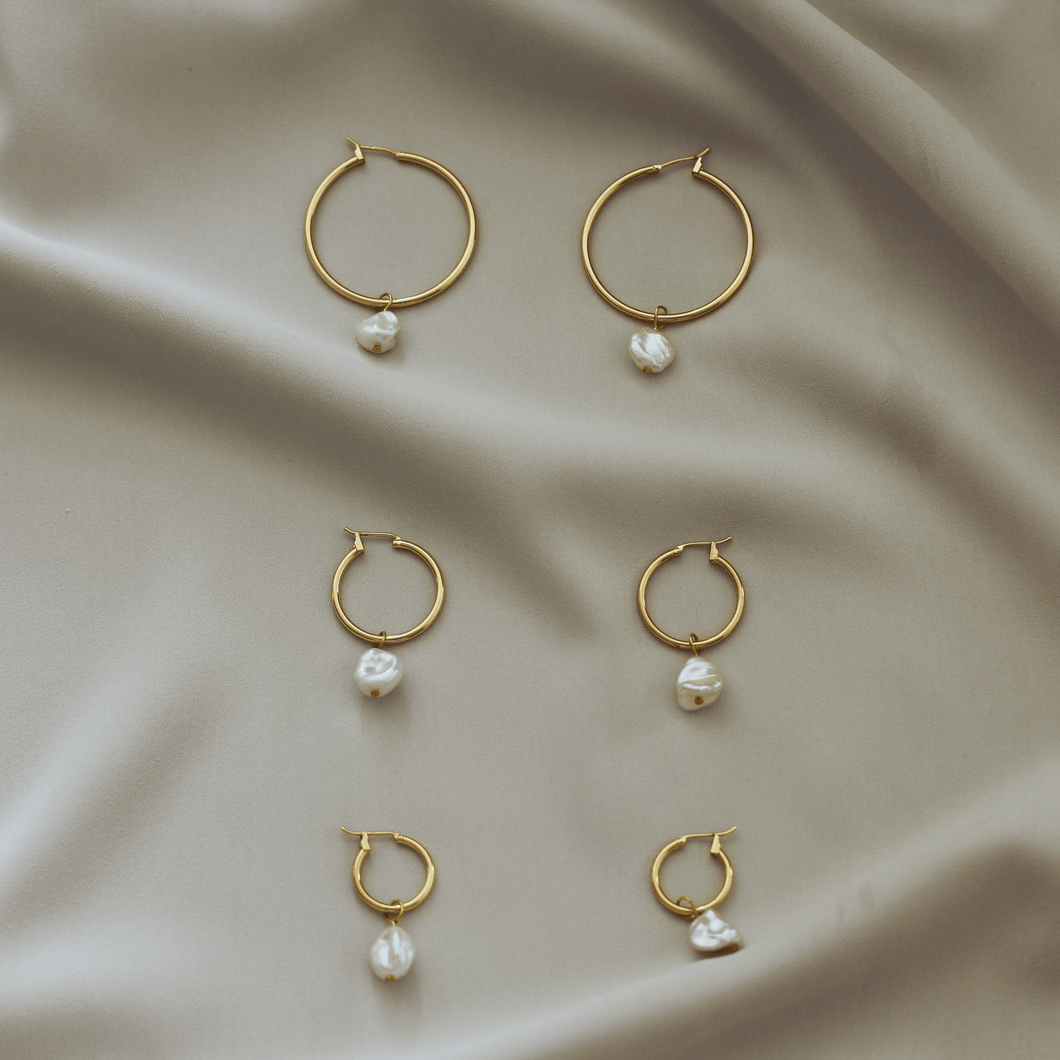 Ora Keshi Pearl Gold Hoops