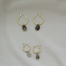 Load image into Gallery viewer, Thea Moss Agate Gold Hoops
