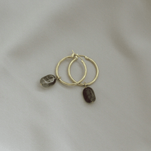 Load image into Gallery viewer, Thea Moss Agate Gold Hoops
