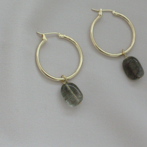 Thea Moss Agate Gold Hoops