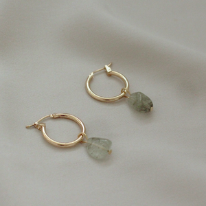 Thea Moss Agate Gold Hoops