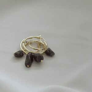 Thea Moss Agate Gold Hoops