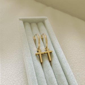 Crux Gold Cross Hoops