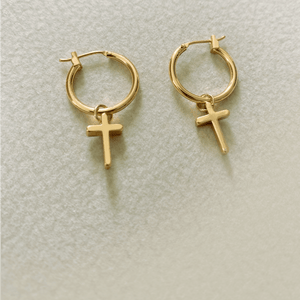 Crux Gold Cross Hoops