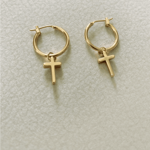 Crux Gold Cross Hoops