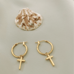 Crux Gold Cross Hoops