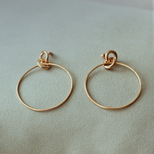 Kyoto Gold Double Ring Studs with Hoop