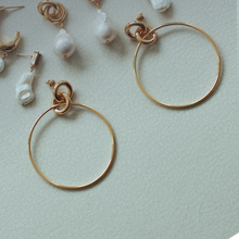 Load image into Gallery viewer, Kyoto Gold Double Ring Studs with Hoop
