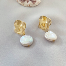 Load image into Gallery viewer, Kinsale Gold Clover Studs with Coin Pearl Drop
