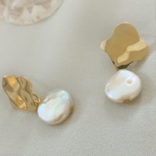 Load image into Gallery viewer, Kinsale Gold Clover Studs with Coin Pearl Drop
