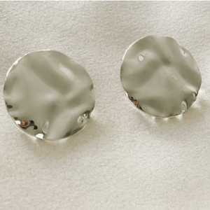 Trine Wavy Textured Disc Earrings in Silver