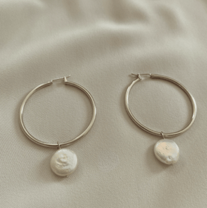 Lucio Pearl Silver Hoops